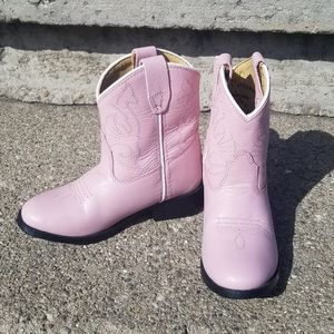 Girl's EUC Genuine Leather Pink Boots 8D